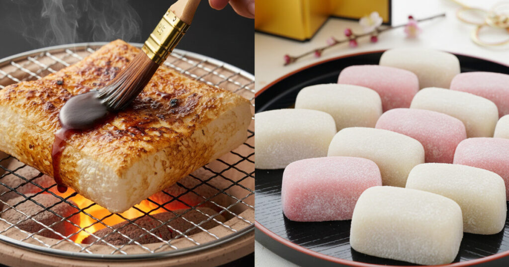 美味しそうな焼き餅や大福の画像です。